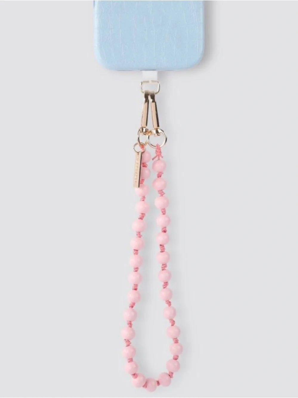 NIB Pink Beaded Phone Wrist Strap - Gold Hardware